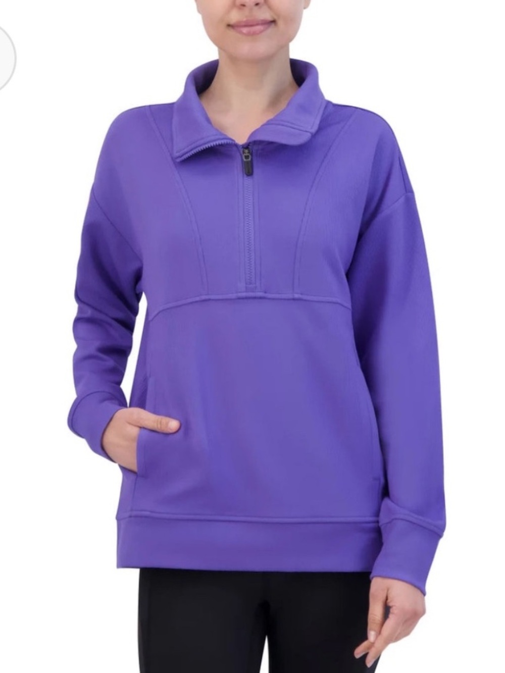 NWT Gaiam Ribbed Quarter Zip Pullover Blue Medium